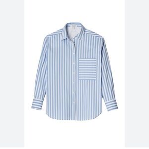 AYR Blue and White Striped Women's Button Down Shirt